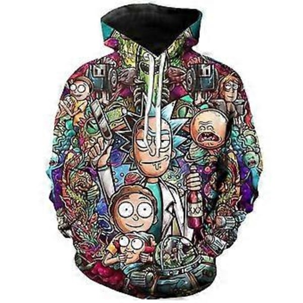 Rick and Morty 3D digitaltrykket hettegenser for menn, varmeoverføringsgenser -NMAOV(2XL stil 4)