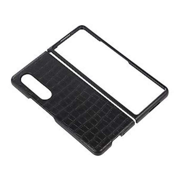 Krokodil-Texturerat PU-Läderfodral för Samsung Galaxy Z Fold4 (Svart)