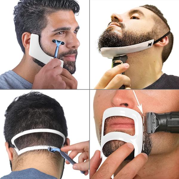Skæg og halsudskæring barberingsguide, hårklippesæt til mænd, gedebukkeoverskæg formgivningsskabelon Wh