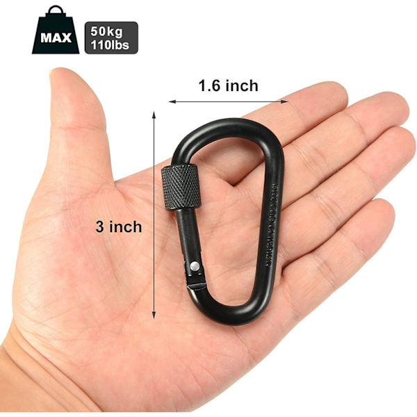 10-pack låsbara karbinhakar i aluminium för dörrspänne för camping, fiske