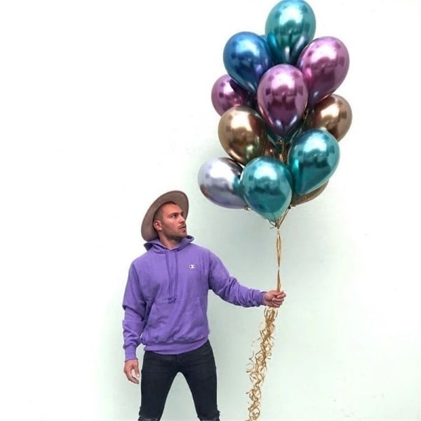 50 ST Multicolor metallisk ballong, metallisk ballong, helium