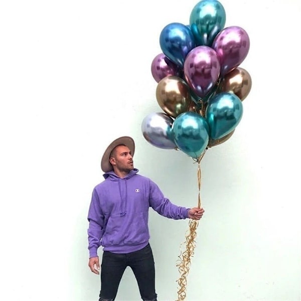 50 stk flerfarget metallisk ballong, metallisk ballong, helium