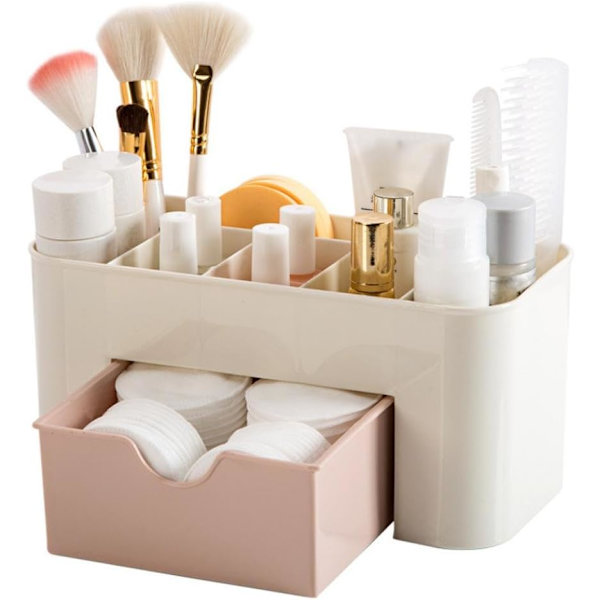 (Pink) Opbevaringsskuffe Desktop Makeup Kosmetiske Holdere Box Spar Plads
