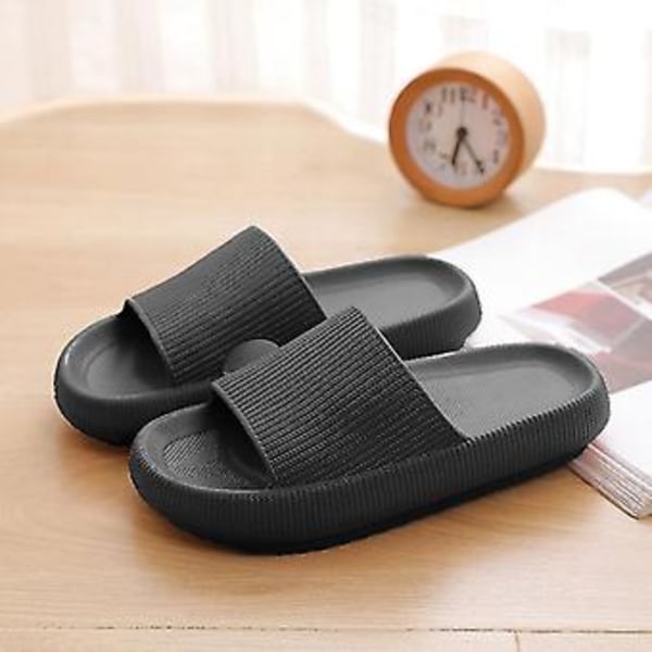 Tjocka Plattform Badrum Hemtofflor Kvinnor Mode Mjuk Sula Eva Inomhus Sandaler Kvinna Sandaler 2022 Sommar Halksäker (40-41 Svart)