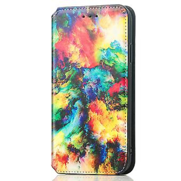 Färgglatt Magnetiskt Läderfodral För Samsung Galaxy A12 (Färgglatt Moln)