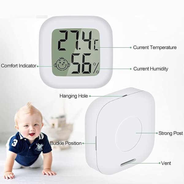 PAIRIER 4 stk. Mini LCD Termometer Hygrometer Innendørs Hjem Term