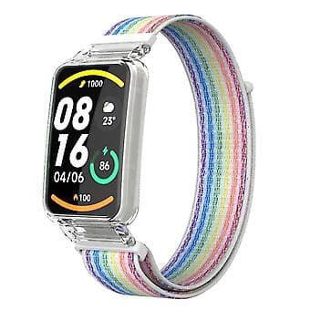 PC-etui + Nylon Loop-rem til Xiaomi Mi Band 7 Pro (Farverig)