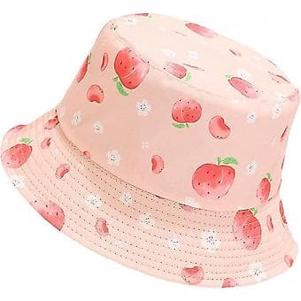 Unisex trykt vendbar dobbeltsidig hatt sommerreise bøtte strand solhatt
