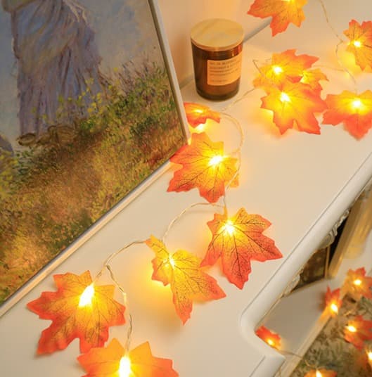 1PC Ahornblade Lyskæde 3M 20 LED til Jul Halloween,