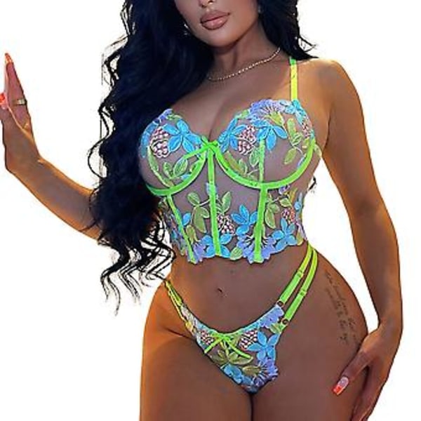 Sexiga underkläder för kvinnor, stringtrosa, babydoll, sovkläder, bh-set, nattkläder (M)
