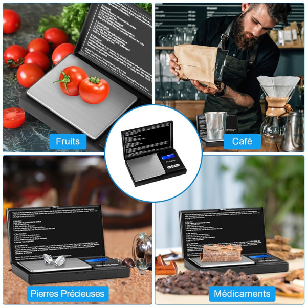 1 stk. præcisionsvægt 500g/0,01g lille gramskala med LCD-display