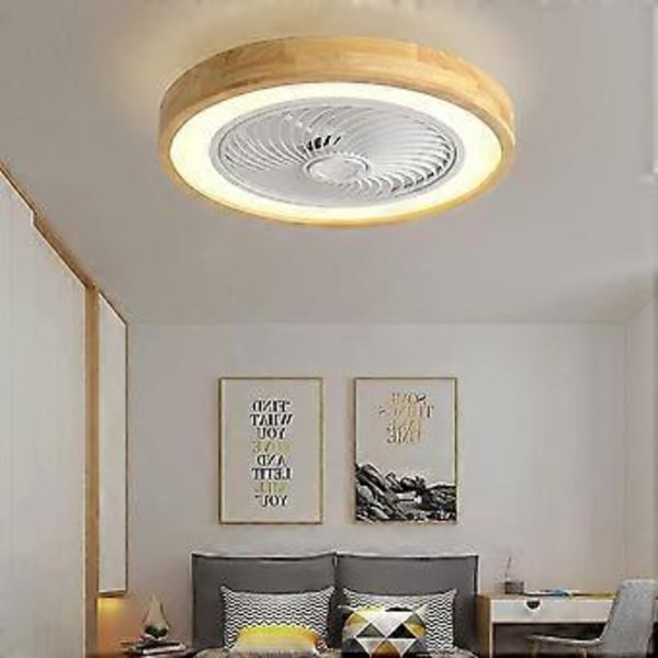 Tyst takfläkt i trä med belysning 36W LED Taklampa Fläkt Dimbar Fjärrkontroll Fläkt Ljuskrona Modern Taklampa för Rum