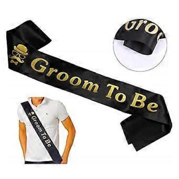 Tygsash \"Groom to Be\" Band Möhippa Bröllopsdusch Festtillbehör Svart