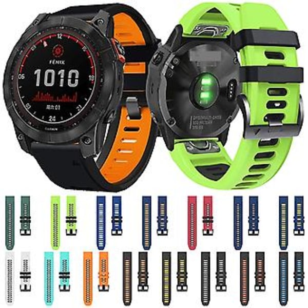 26mm Silikon Urrem til Garmin Descent MK2 (Sort Orange)