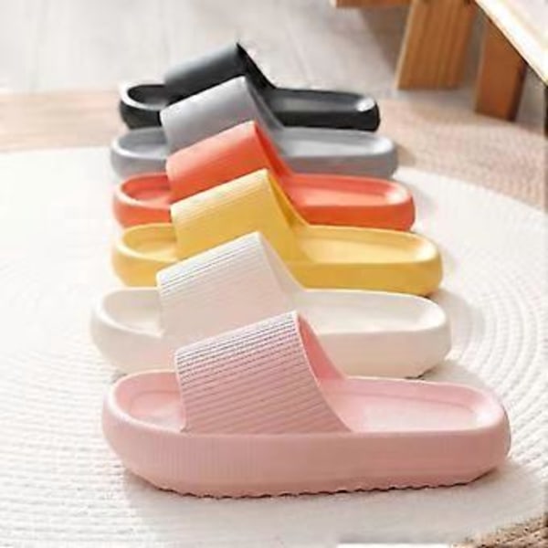 Tykke Platform Badeværelse Hjemmesko Kvinder Blød Sål Eva Indendørs Tøfler Sommer Anti-slip Sandaler Unisex(40 41 Sort)