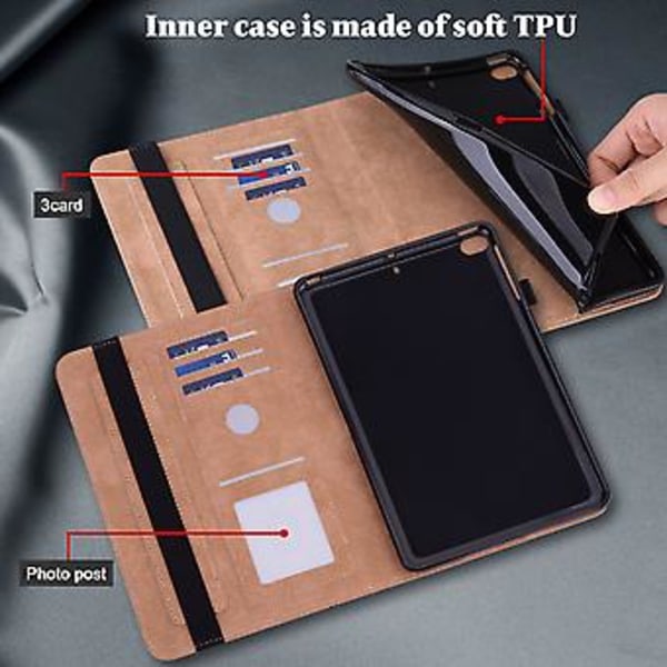 Stribet Læder Tablet Etui Til Xiaomi Redmi Pad SE (Brun)