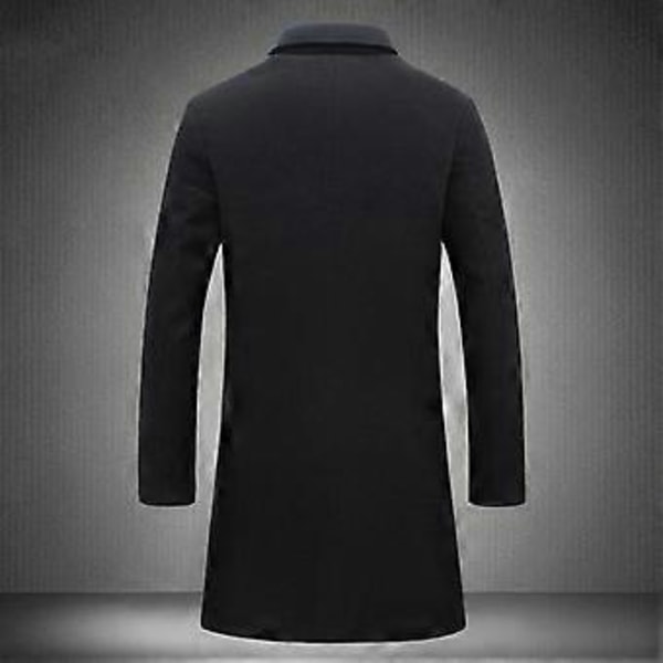 Yllerock Formell Kostymkrage Långärmad Mellanlång Herrjacka Enfärgad Enkelknäppt Kontor Business Ytterkläder (XXL khaki)
