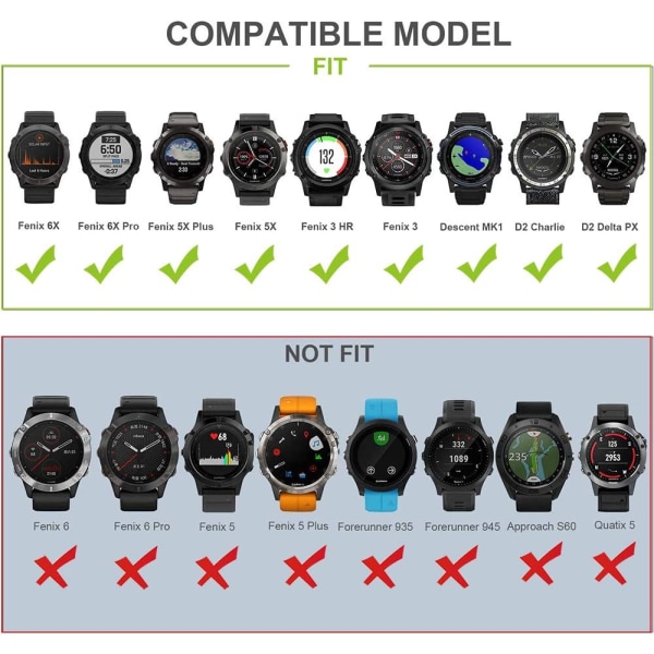 Sininen Dream-ranneke Garmin Fenix 6x / 6x pro, Fenix 5X / 5X plu