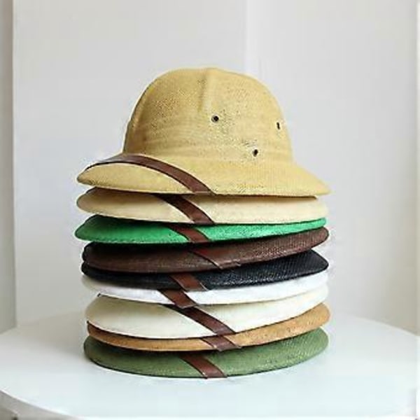 Pith Cosplay Hat Håndlavet Stråhat Elegant Solhat Overraskelsesgave til Kæreste til Ferier Fransk Stil Kaffe (Kaffe)