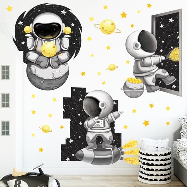 PlanèTe Espace Noir Et Blanc Väggdekaler Rymden Planet Aut