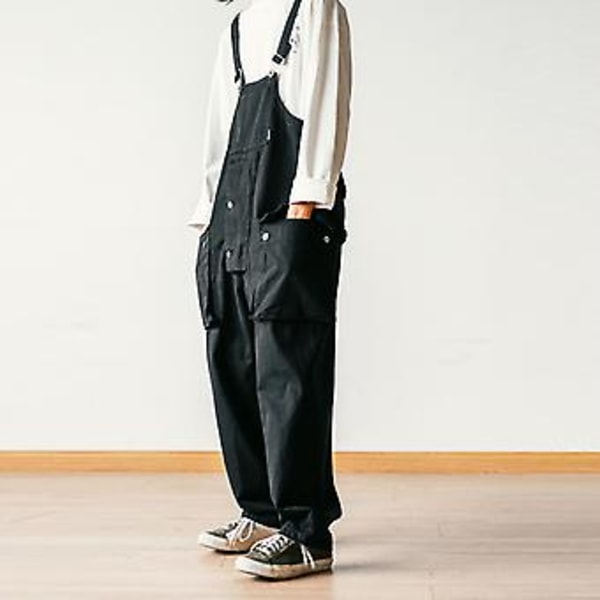 Miesten Haalari Useilla Taskuilla Yksivärinen Löysä Mukava Pukeutumiseen Ylisuurinen Vintage Japanilainen Tyyli Miesten Housut Miesten Vaatteet (M Sininen)