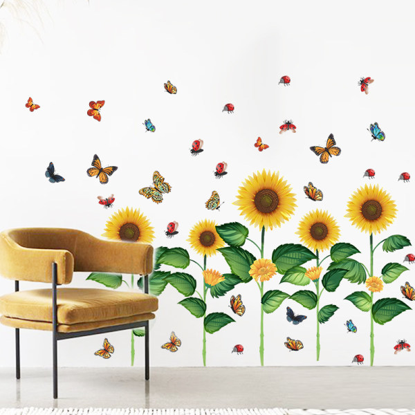 Sunflowers Wall Stickers Garden Flower Wall Sticker Wall Decor Ki