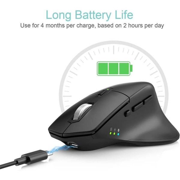 Langaton Bluetooth-hiiri useille laitteille, ergonomiaa ja hiljaisuutta
