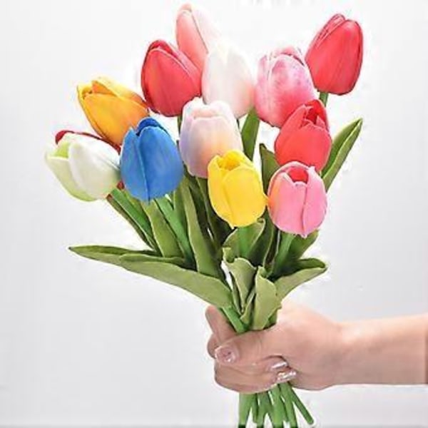 10 stk. Tulipan simulering blomst bryllup hjem hotell dekorasjon falsk blomst simulering plante (ren rosa)