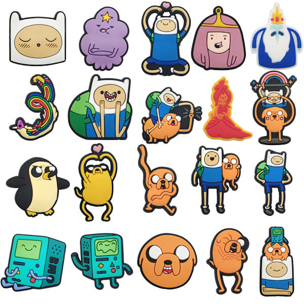 20 st tecknade Adventure Time-skoprylar för Croc-berlocker för