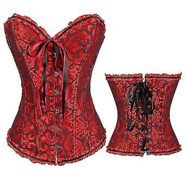 Naisten Vintage Palace Muotoileva Korsetti, Satiini, Luut, Nauhakiinnitys, Olkaimettom, Yläosa, Hääpuku, Bodysuit (XL Musta-Punainen)