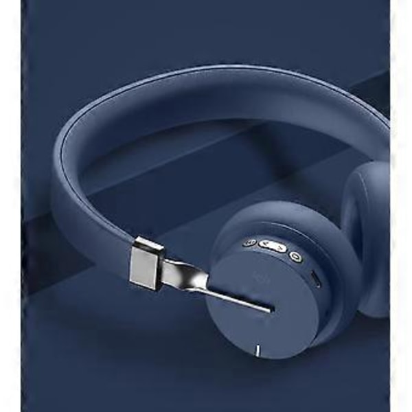 Bluetooth trådlösa hörlurar med mikrofon, on-ear hörlurar för smartphone laptop (Blå)