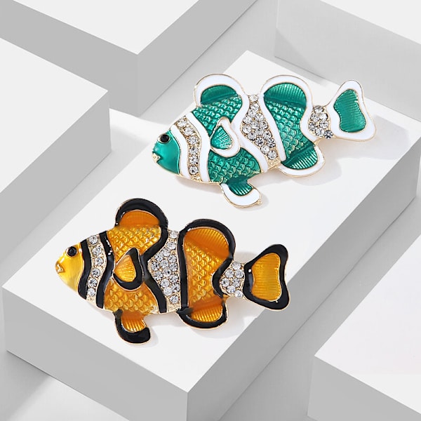 2 clownfish djur broscher (guld, grön)
