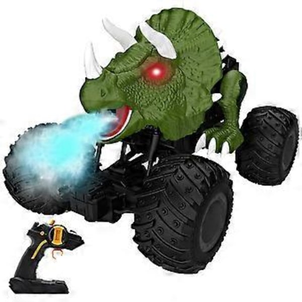 Ny RC Dinosauriebil Spray Truck - Perfekt Julklapp för Pojkar - Kraftfull Driftleksak - BPA-Fri (Triceratops grön)