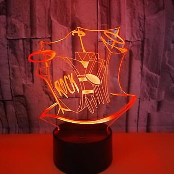 3D Rocktrumma Ljus Touch Bord Bordslampa Optisk Illusion