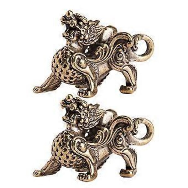 2 stk. Bil Dekoration Statue Guld Velstand Overflod Statue Drage Avatar Figur Kirin Smykke Vedhæng