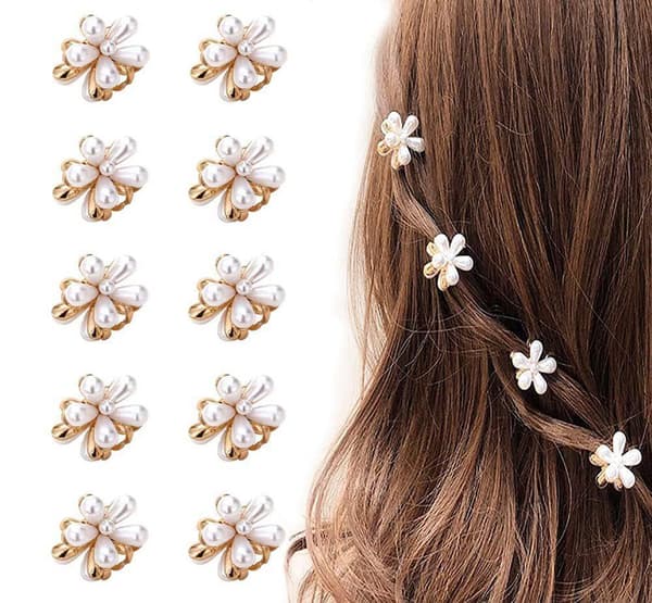 6 stk, perle stil 6g, retro perle blomst liten klips med