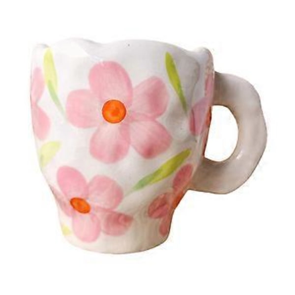 Keramiske Kaffekrus Morgenmad Juice Mælk Vandkopper Gave Blå Gul (Pink Blomster)