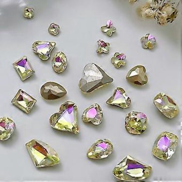 10 stk./sæt Hjerte Negle Charms til Akryl Negle Vanddråbe Negle Ædelstene Sommerfugl Negle Rhinestones Charm Negle Kunst Dekoration (07)