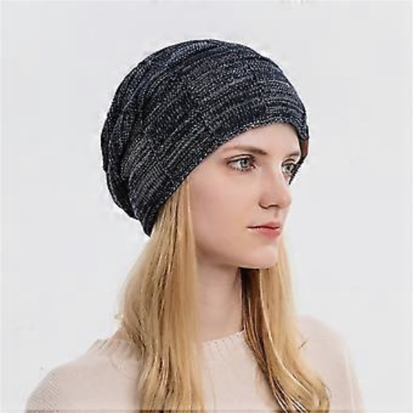 Slouchy Plyschfodrad Mössa Vuxen Elastisk Hatt Vinter Värmare Stickad Mössa Kalla Vinter Presenter för Studenter Tonåringar blandad svart (blandad svart)