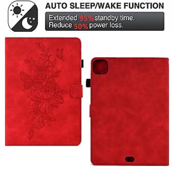 Butterfly Smart Läderfodral För iPad Pro 11 2024 (Röd)