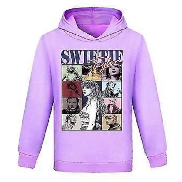 Pop Taylor Swiftie Hoodie Tröja med huva Barn Pojkar Flickor Långärmad Pullover Jumper Vardagliga Toppar Julklapp -NMAOV(9-10 År Lila)