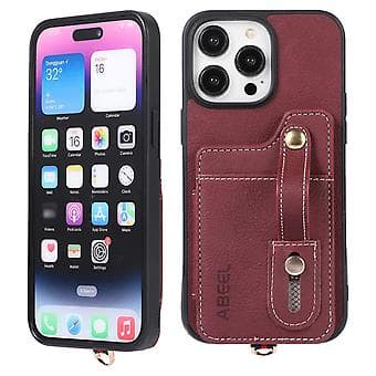 ABE Litchi Tekstur Kortveske PU-etui for iPhone 15 Plus (Lilla)