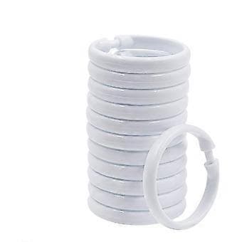 Duschdraperiringar - 12-pack - Plastduschdraperikrokar O-formade ringar glider lätt på duschstången (vit)