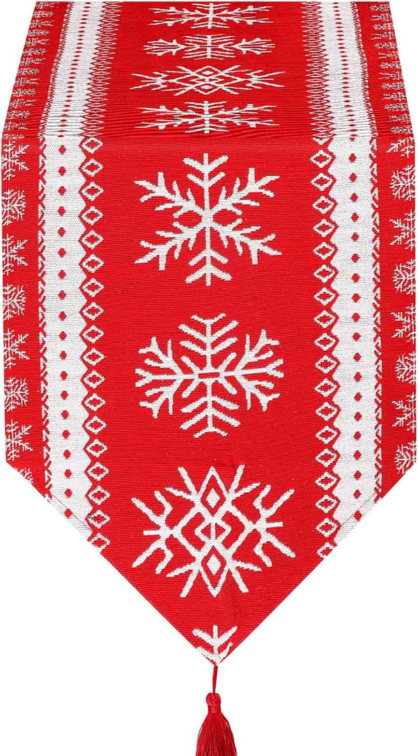 Rød Julebordløper, 180 x 32 cm Polyester og Bomull