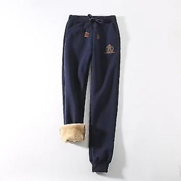 Dam Joggingbyxor Varma Vinter Joggingbyxor Fodrade Termiska Sportbyxor (4XL Blå)