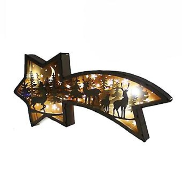3D LED Julekrybbe i Tre Stjerneformet Bordlampe Julekrybbe Stjernelampe