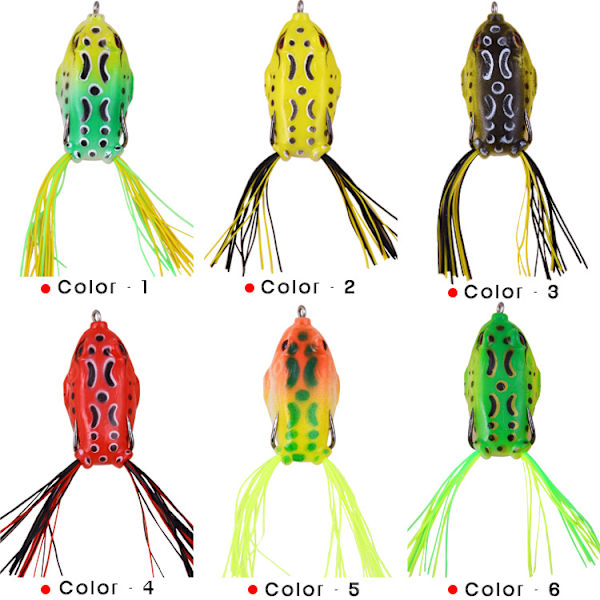 （6 stk, 5,5 cm）Ray Frog Topwater Crank Frog Lure, Myk 3D Eye Fishin