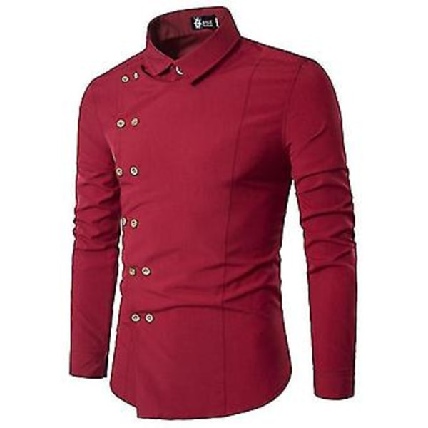 Langærmet Skjorte Til Mænd (2XL Bourgogne)