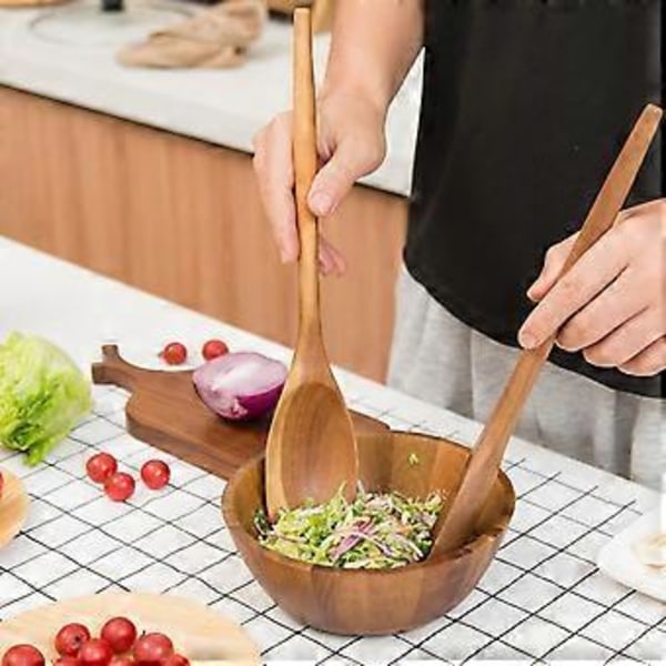 2-Delars Köksredskapsset i Akaciaträ, Släta Non-Stick Matlagningsskedar
