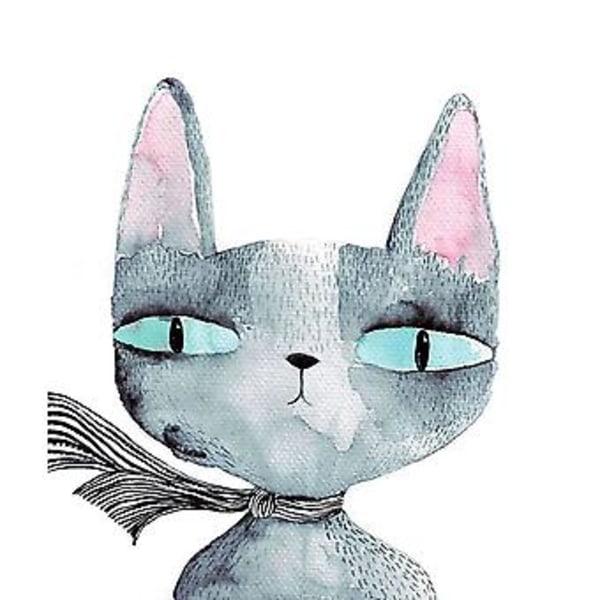 Wekity Ræv og Kat Væghængt Canvas Print Poster, Simpel Sød Akvarel Kunsttegning Dekoration til Hjemmet Stue Soveværelse Kontor og Børneværelse (Sæt
